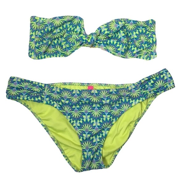 VICTORIA’S SECRET Bikini Tube Twist Top Ruched Bottoms Floral Multicolor Medium - Picture 16 of 16